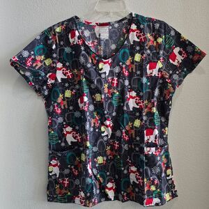 Dickies christmas print scrub top size large